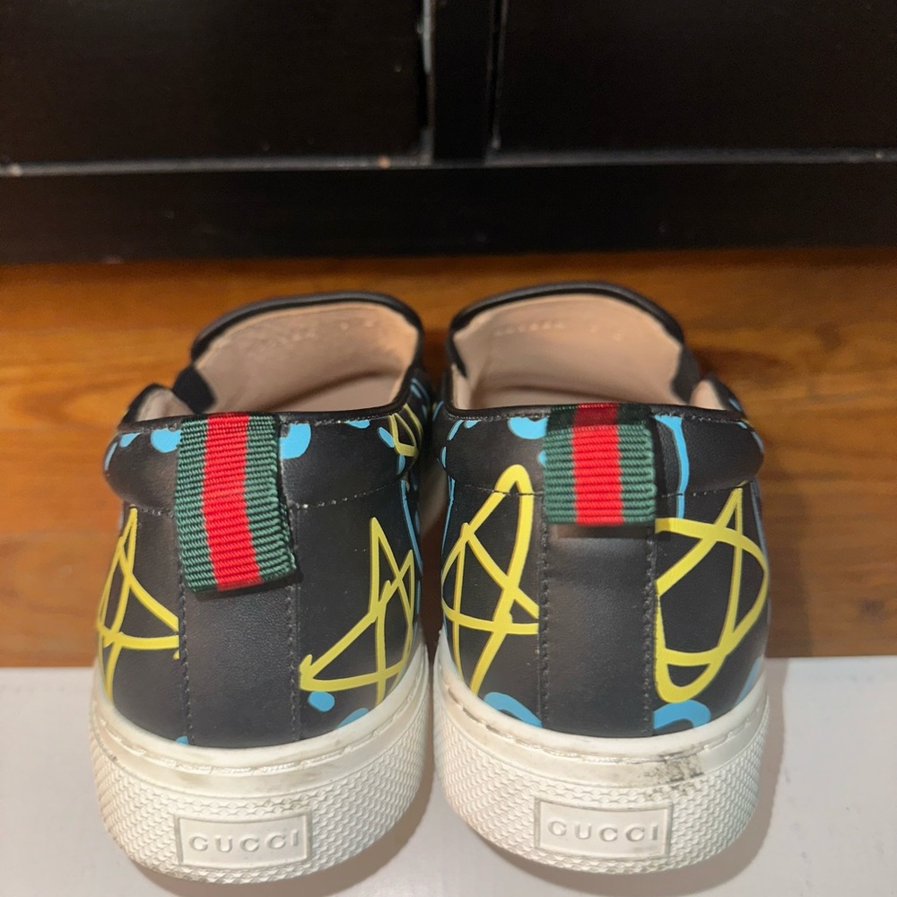 Gucci Black and Yellow Sneakers with Colorful Design Elements